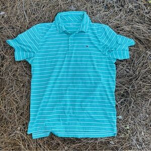 Vineyard Vines Teal and White Striped Polo